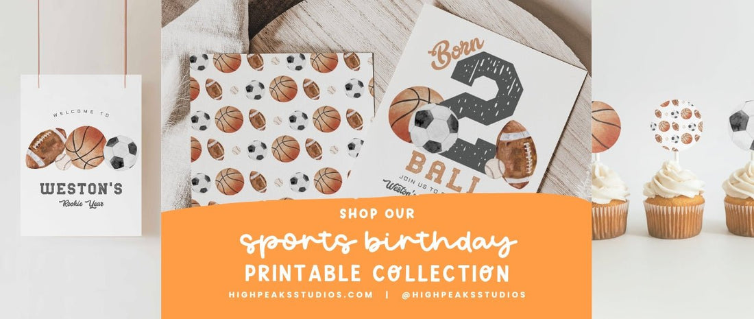 Shop Our Sports Birthday Printable Collection - High Peaks Studios LLC