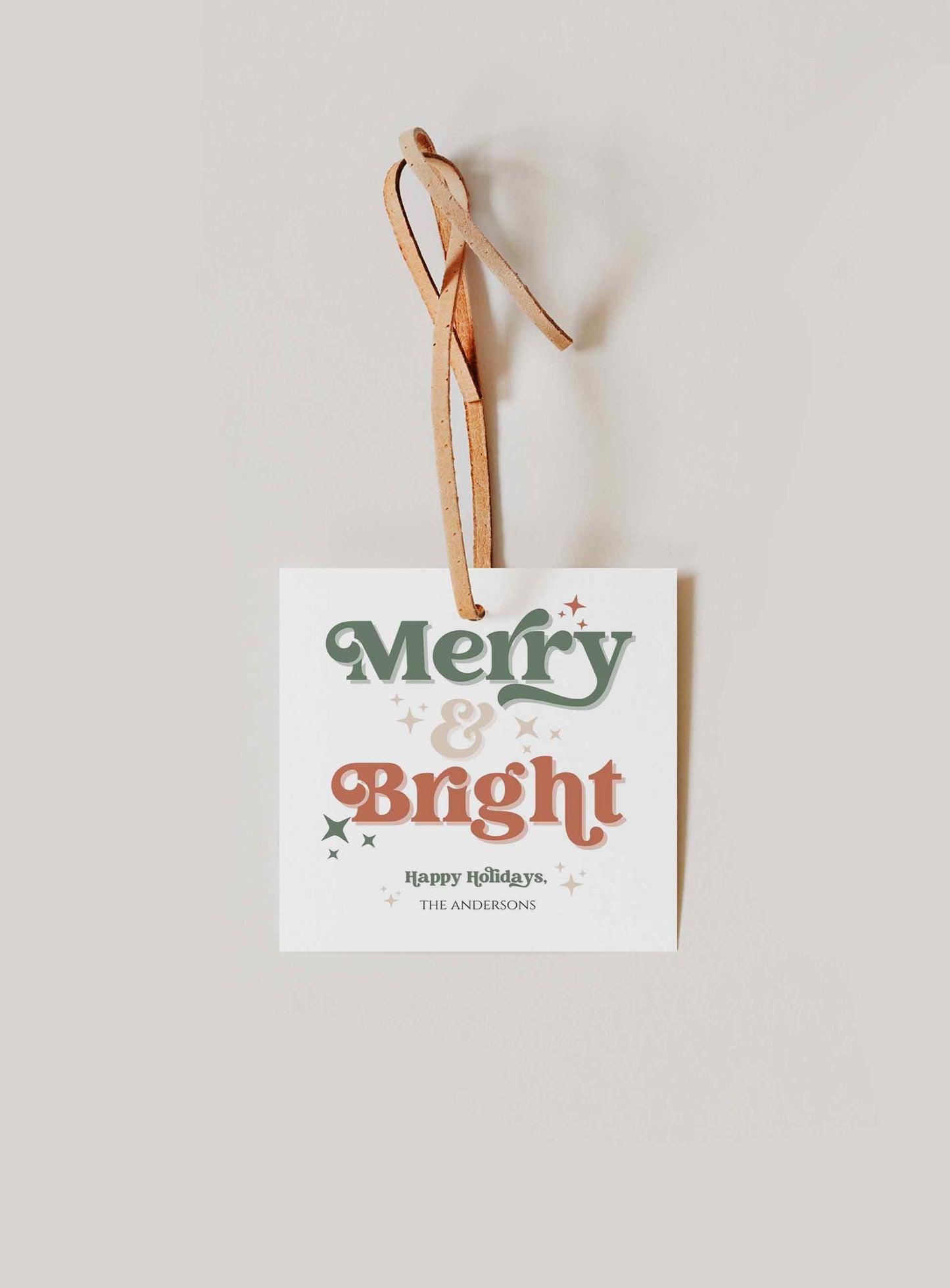 Retro Merry and Bright Holiday Gift Tag - High Peaks Studios