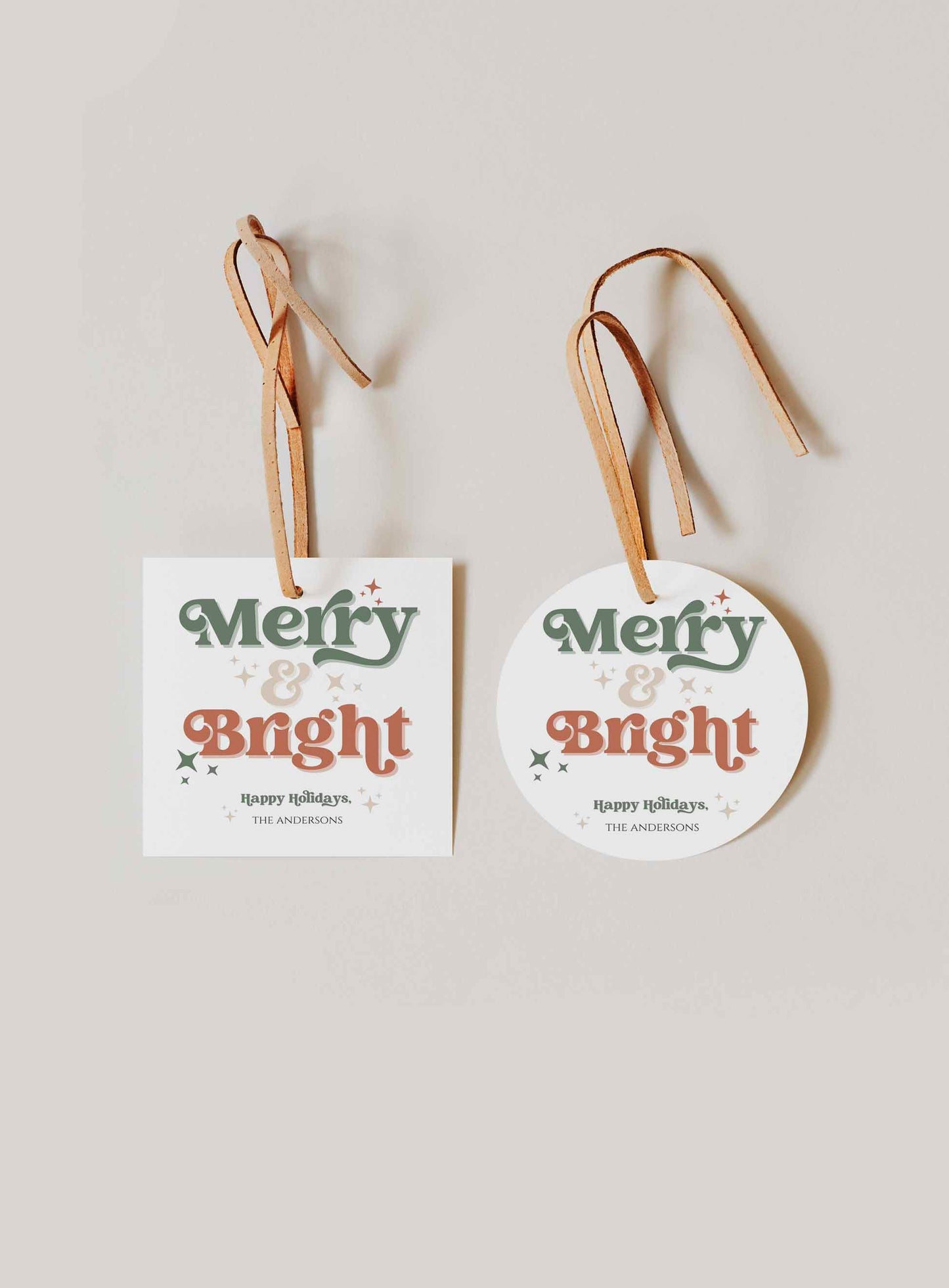 Retro Merry and Bright Holiday Gift Tag - High Peaks Studios