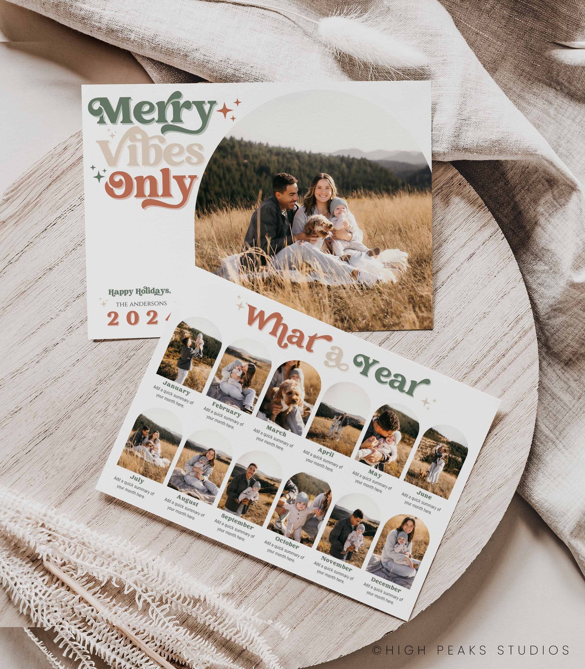 Merry Vibes Only Photo Christmas Card (6 Backsides) - High Peaks Studios