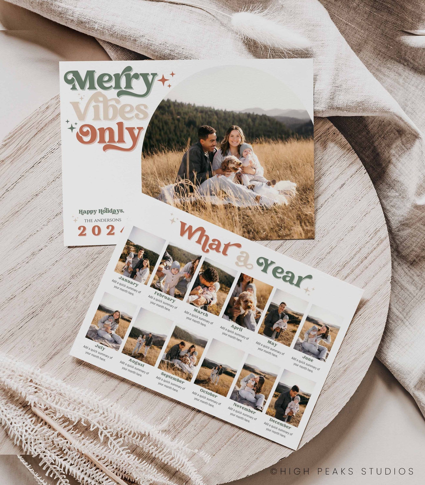 Merry Vibes Only Photo Christmas Card (6 Backsides) - High Peaks Studios