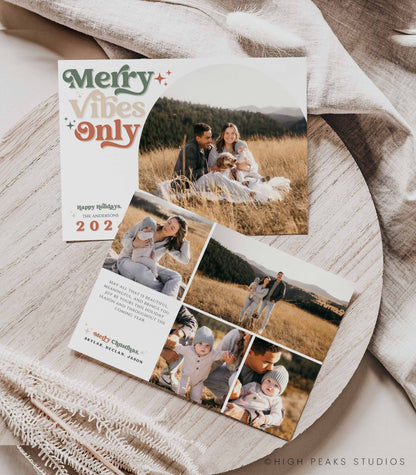 Merry Vibes Only Photo Christmas Card (6 Backsides) - High Peaks Studios