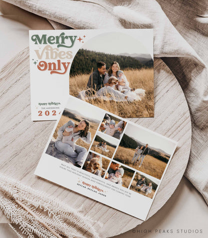 Merry Vibes Only Photo Christmas Card (6 Backsides) - High Peaks Studios