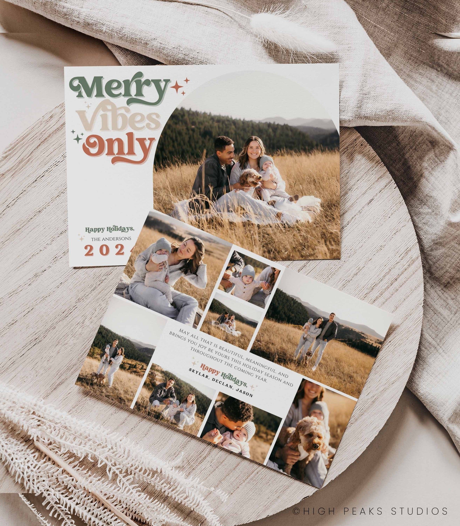 Merry Vibes Only Photo Christmas Card (6 Backsides) - High Peaks Studios