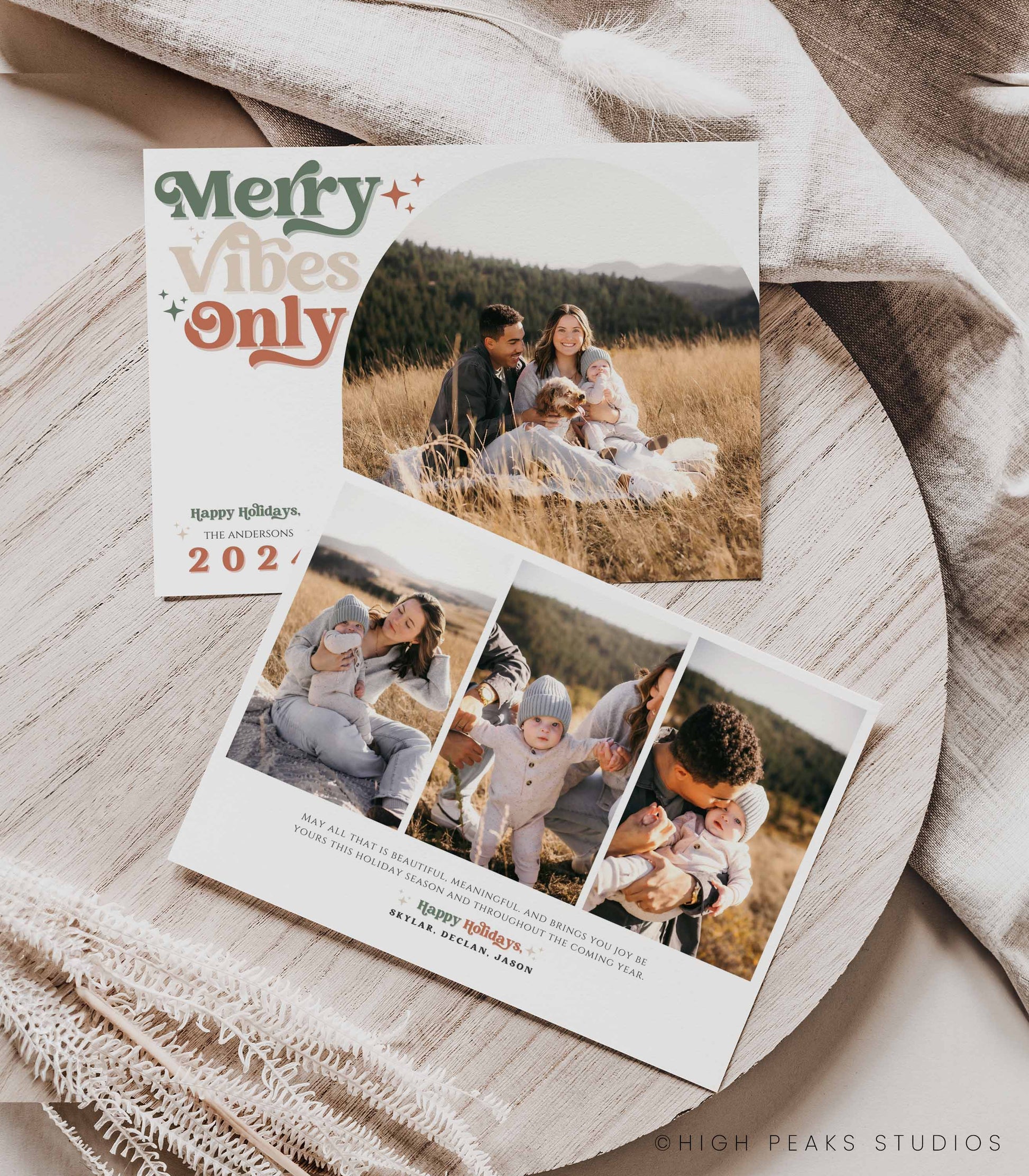 Merry Vibes Only Photo Christmas Card (6 Backsides) - High Peaks Studios