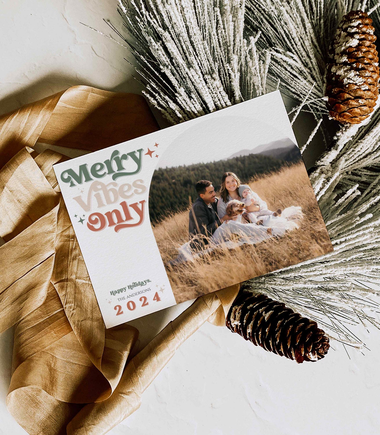 Merry Vibes Only Photo Christmas Card (6 Backsides) - High Peaks Studios