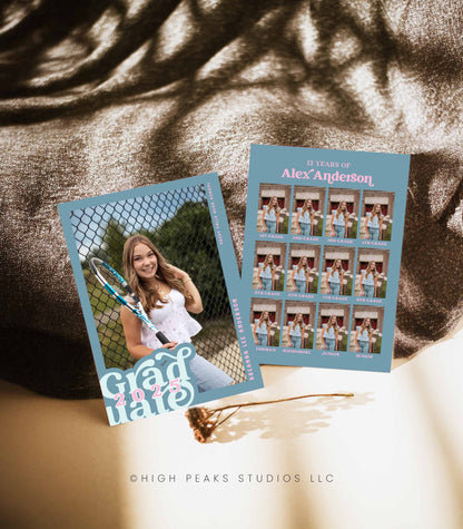 Preppy Photo Graduation Party Invitation Template - High Peaks Studios