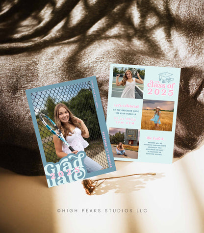 Preppy Photo Graduation Party Invitation Template - High Peaks Studios