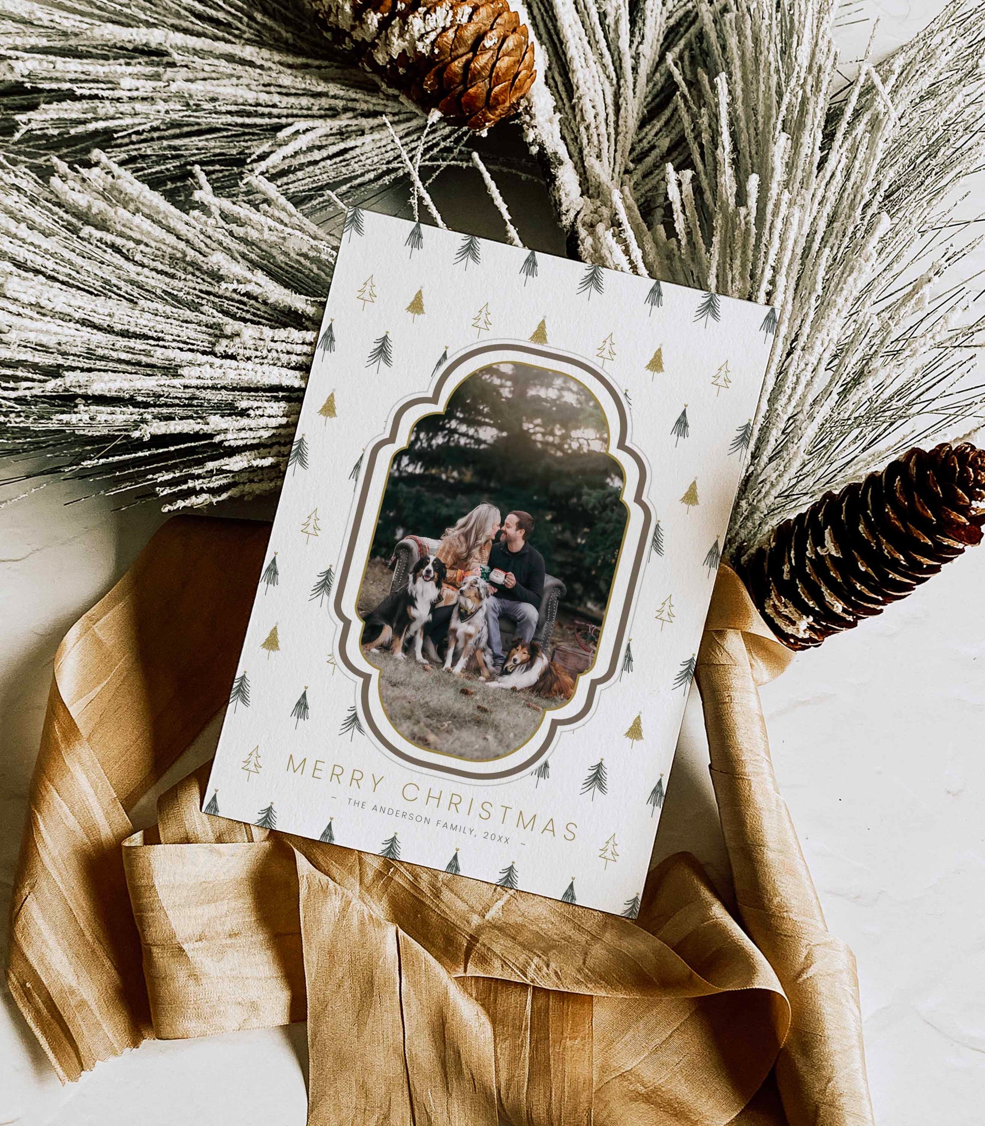 Christmas Tree with Scallop Frame Photo Christmas Card - High Peaks Studios