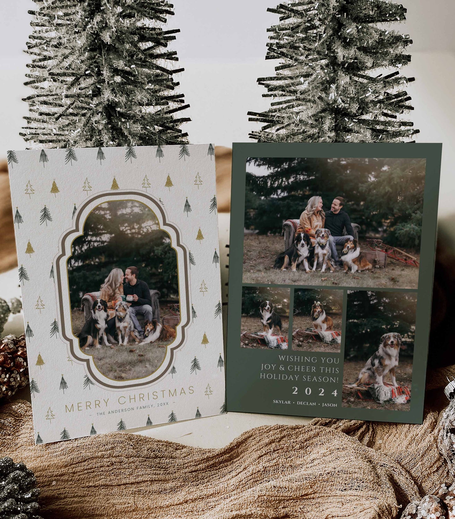 Christmas Tree with Scallop Frame Photo Christmas Card - High Peaks Studios