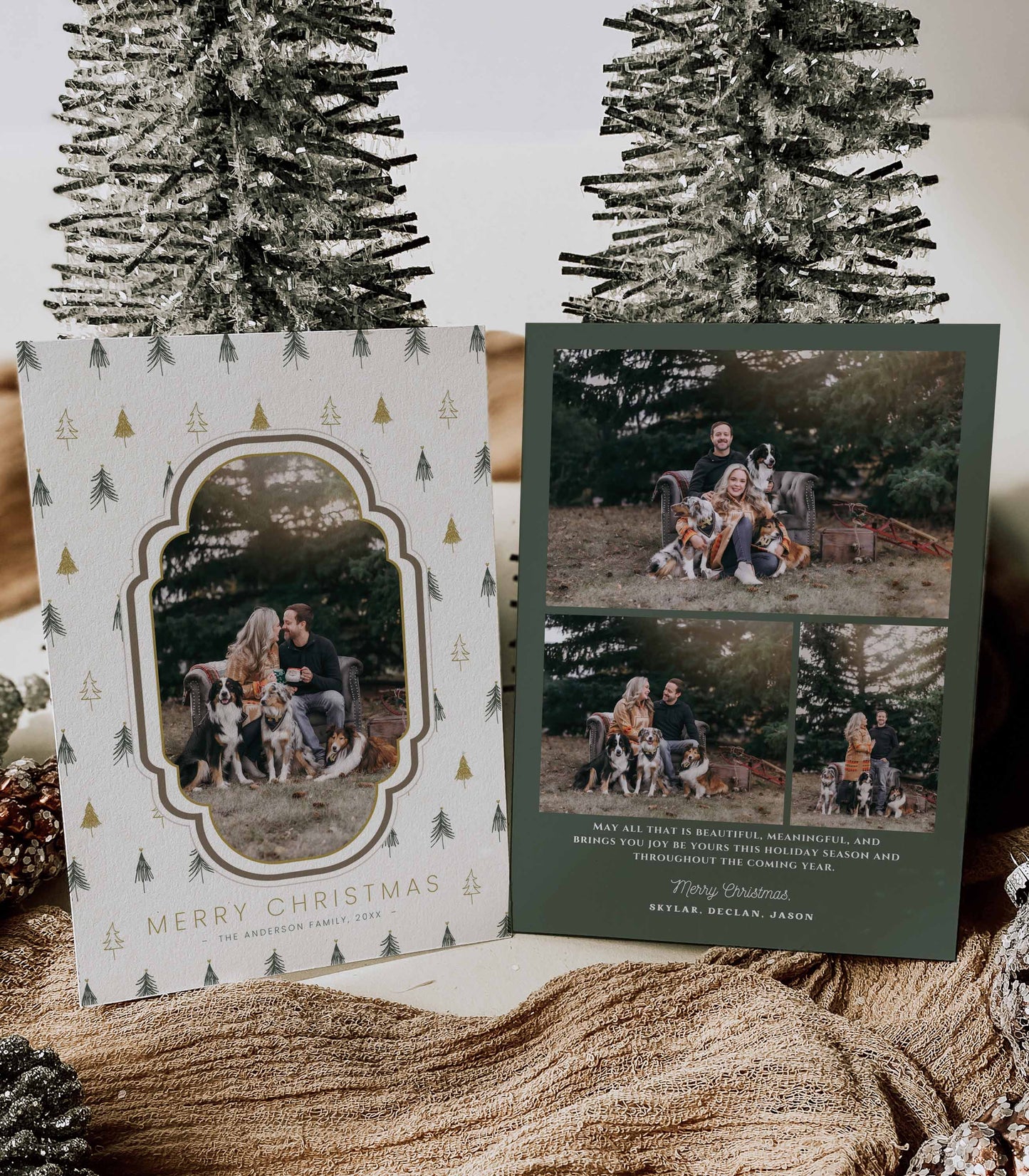 Christmas Tree with Scallop Frame Photo Christmas Card - High Peaks Studios