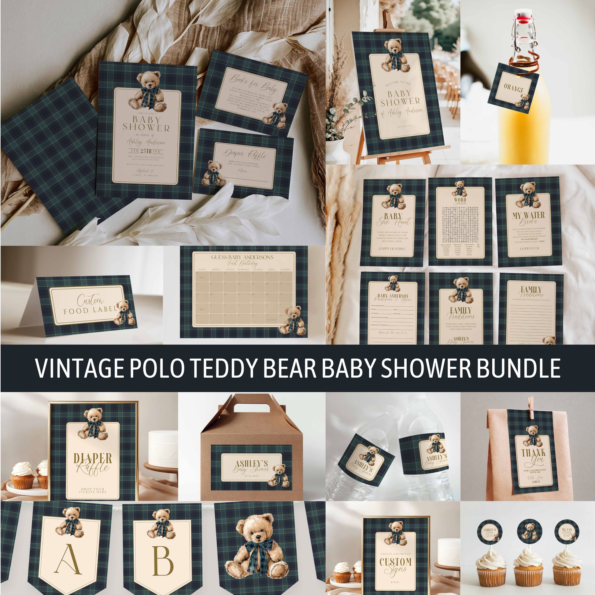 Luxury Polo Teddy Bear Baby Shower Bundle - by high peaks studios