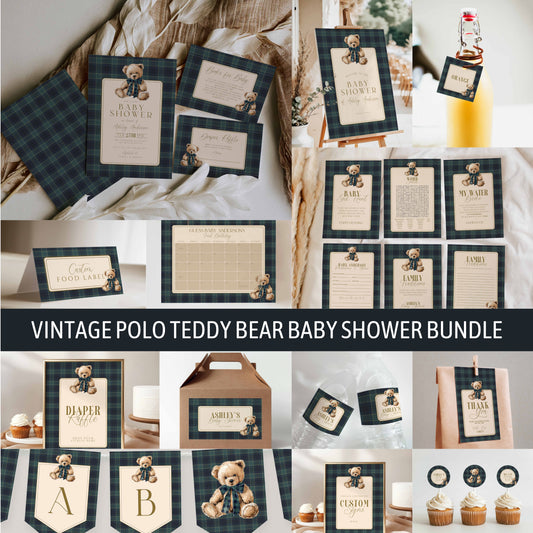 Luxury Polo Teddy Bear Baby Shower Bundle - by high peaks studios