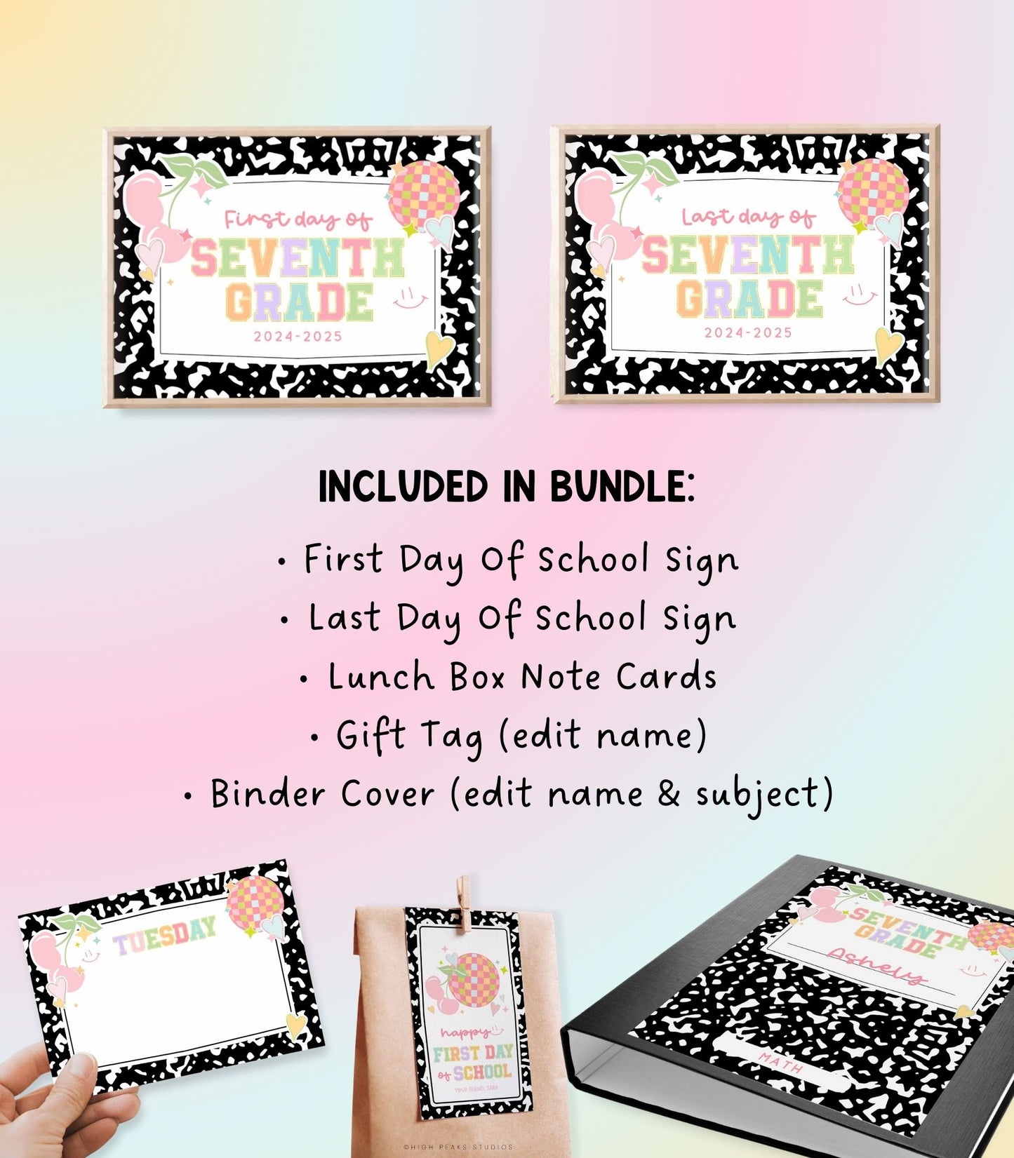 7th Grade Back To School Bundle - Girls Back to School - High Peaks Studios