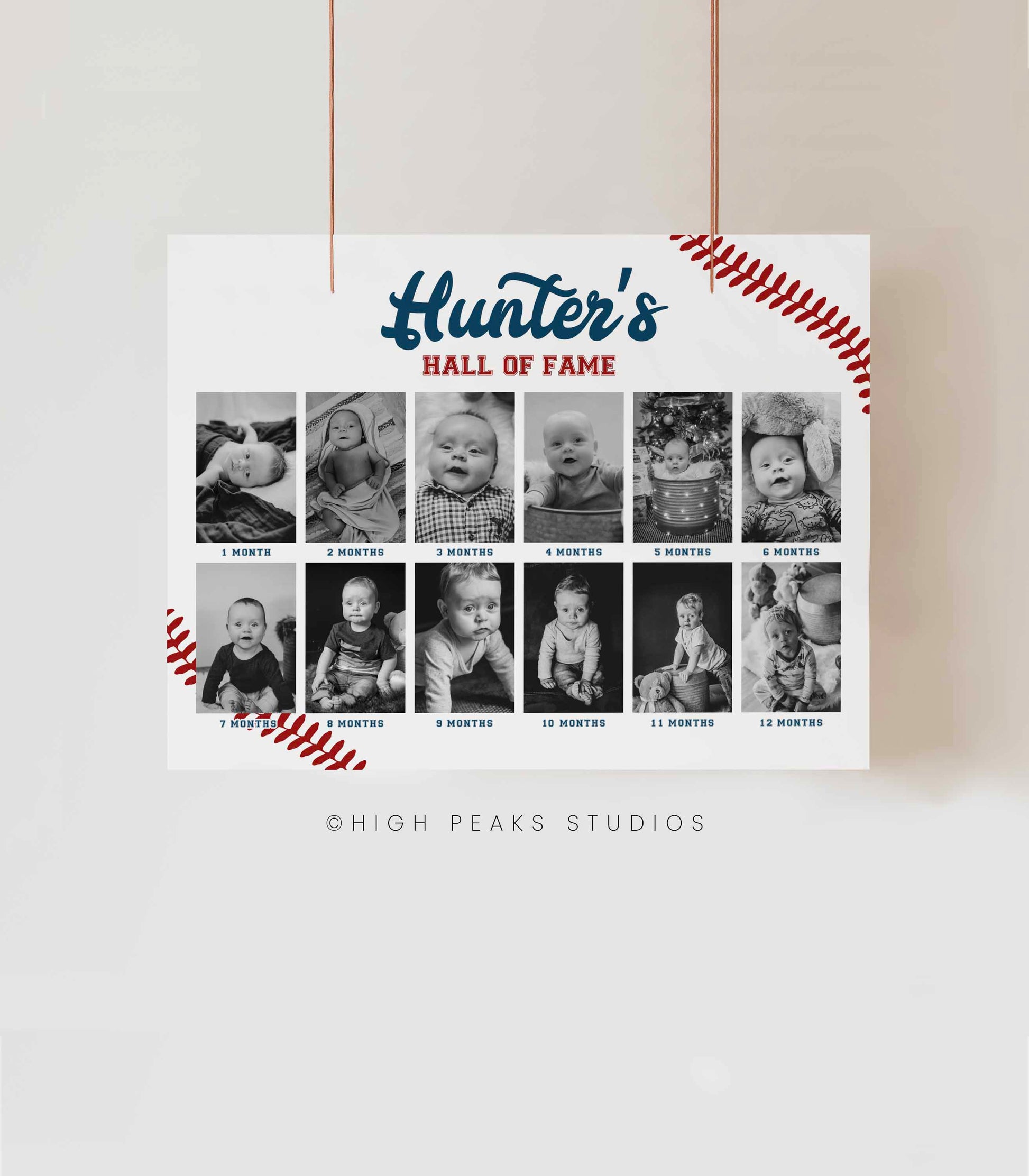 Baseball Milestone Photo Board Sign Printable Template - High Peaks Studios