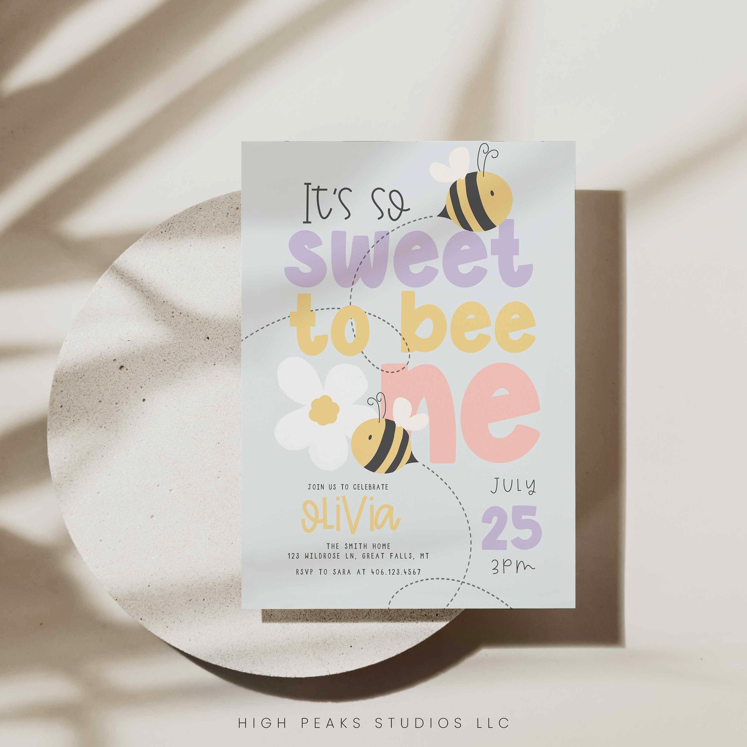 Sweet To Bee One Birthday Invitation Template by High Peaks Studios