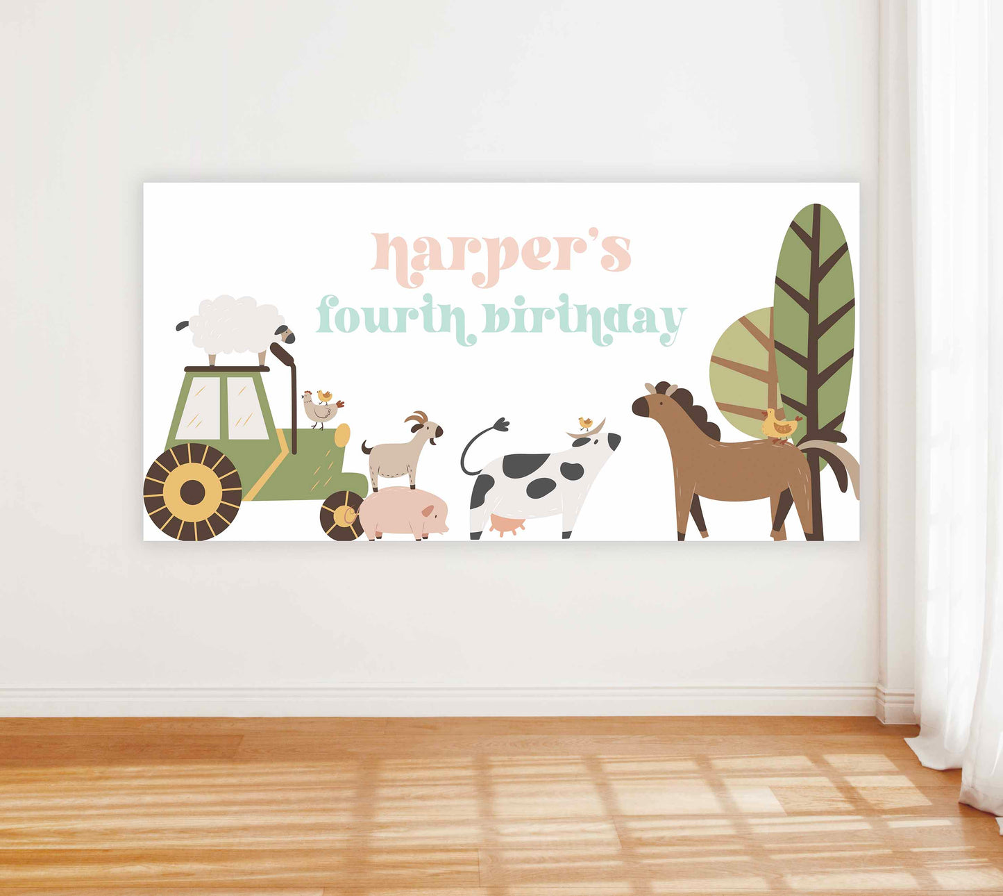 Modern Farm Animal Birthday Backdrop - High Peaks Studios