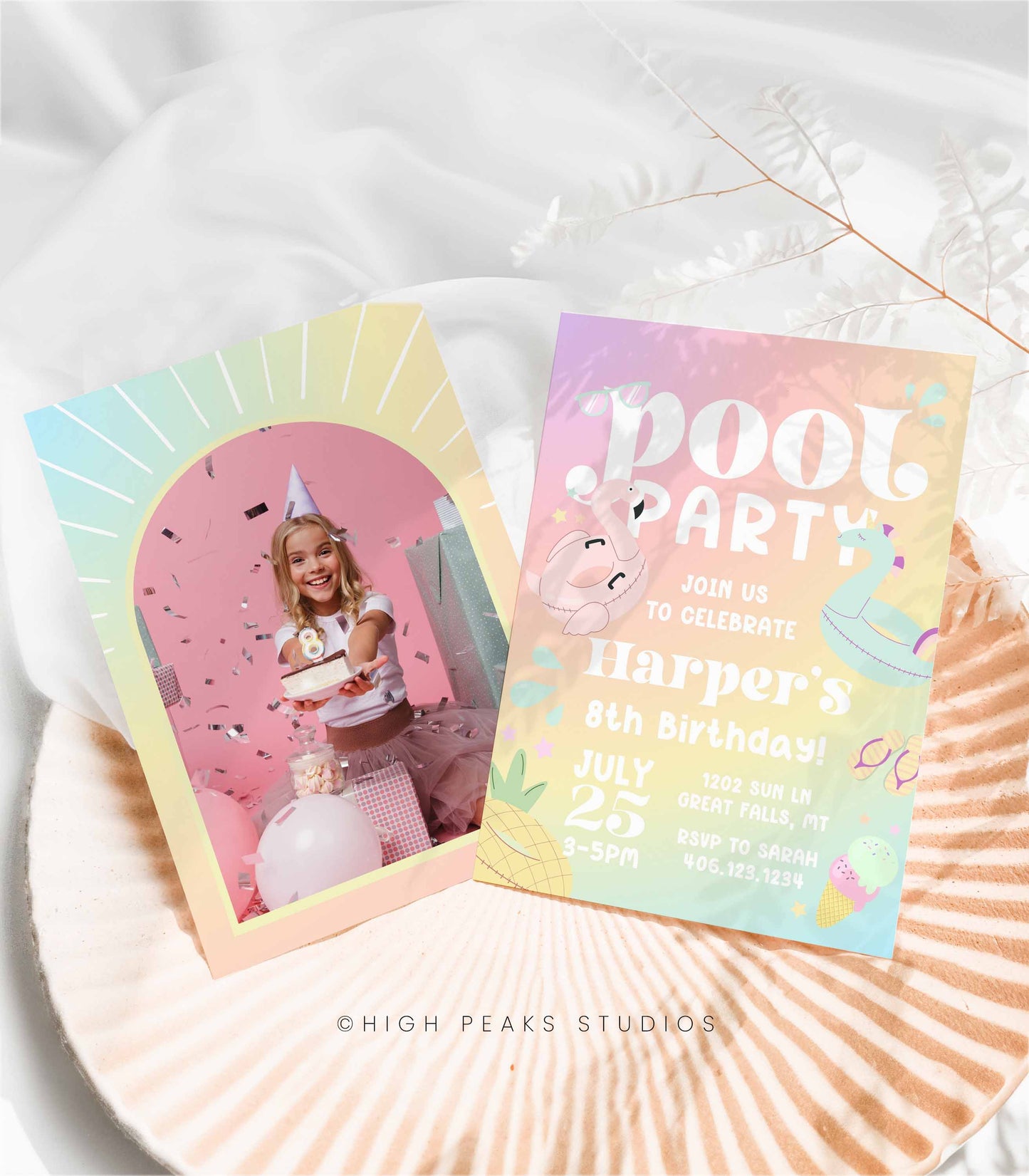 Summer Pool Birthday Party Invitation - High Peaks Studios