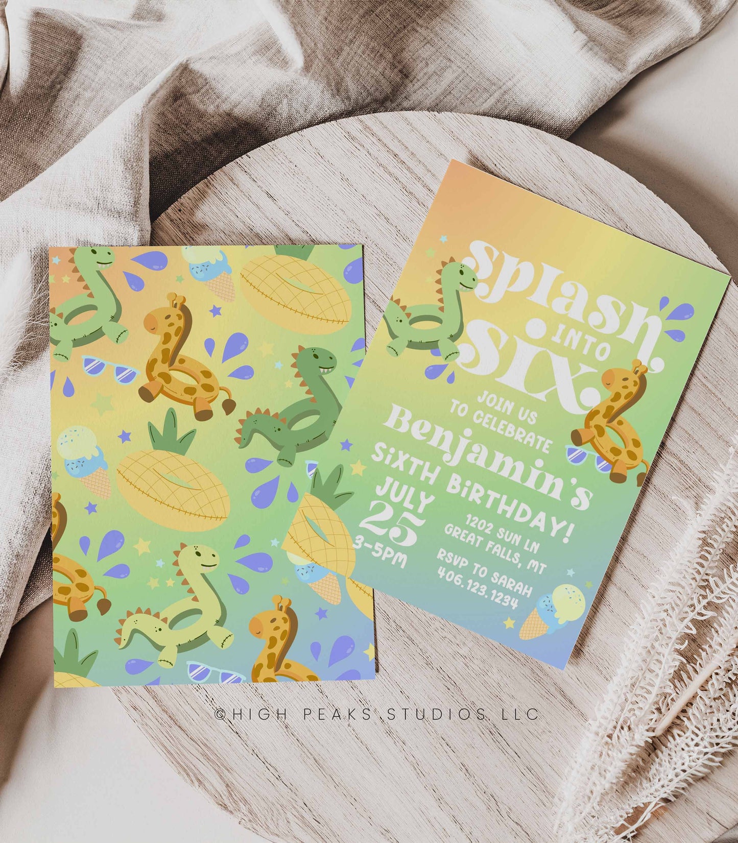 Splash Into Six Summer Pool Birthday Invitation