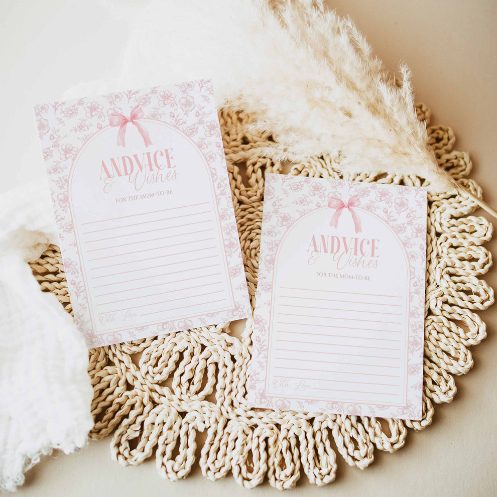 Pink Bow Advice and Wishes Sign And Note Card – High Peaks Studios LLC