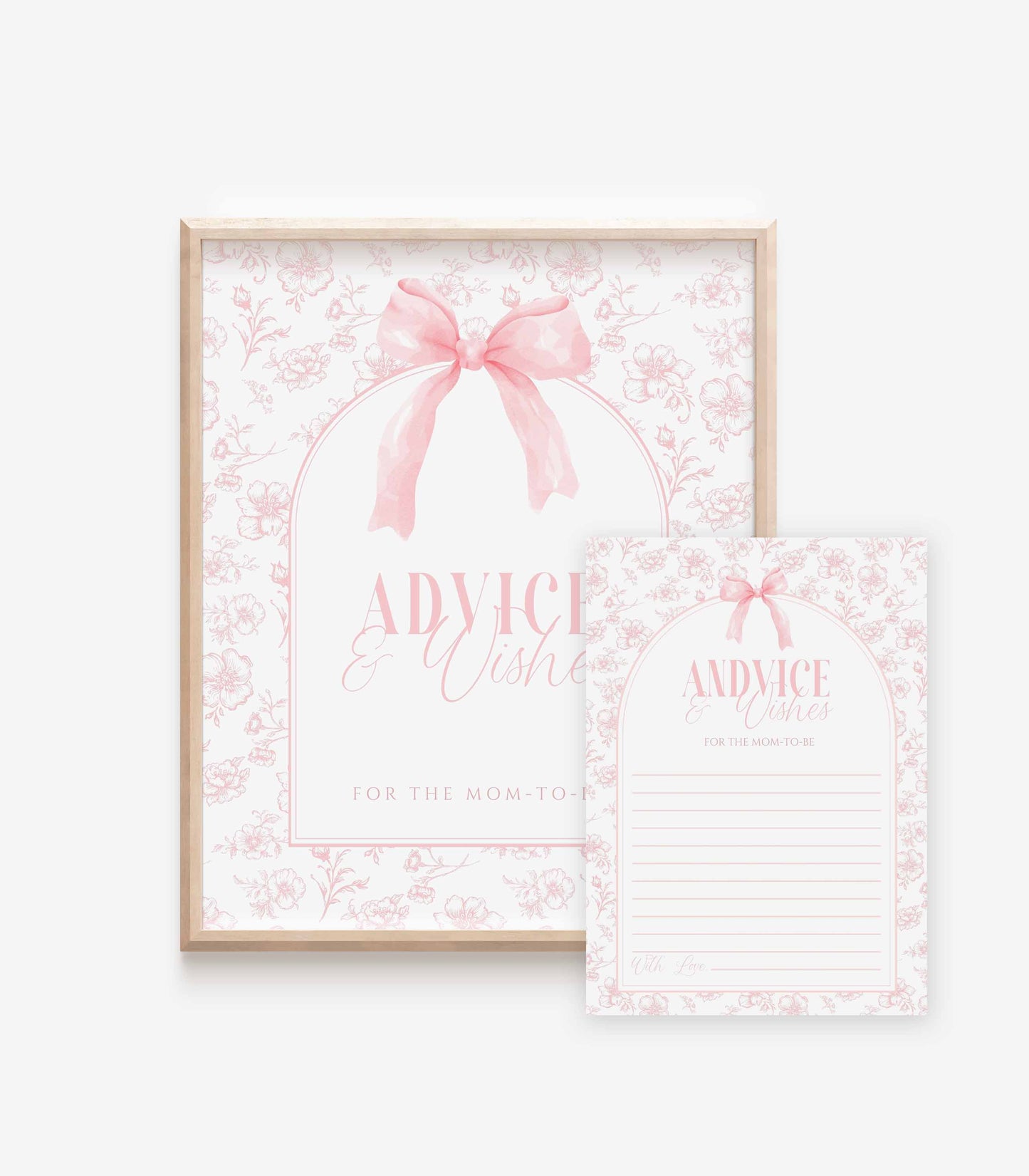 Pink Bow Advice and Wishes Sign And Note Card by High Peaks Studios