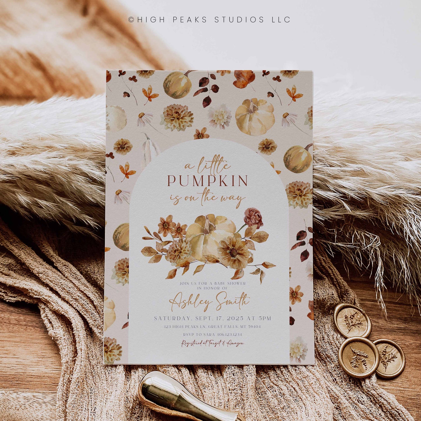 Editable A Little Pumpkin Is On The Way Invitation