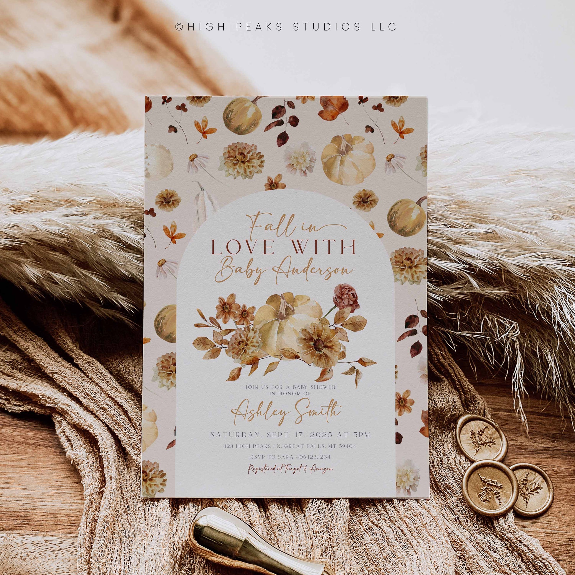 Boho Fall In Love With Baby, Baby Shower Invitation Template by High Peaks Studios