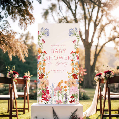Wildflower Baby Shower Welcome Sign