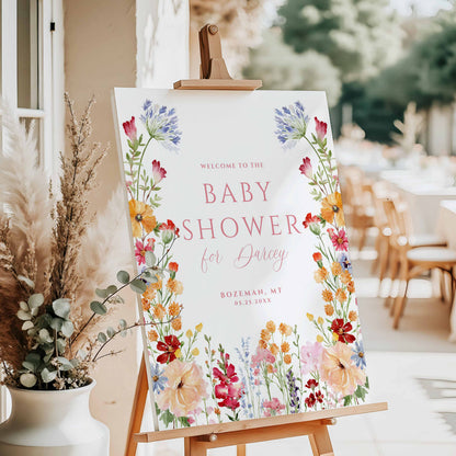 Wildflower Baby Shower Welcome Sign