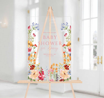 Wildflower Baby Shower Welcome Sign