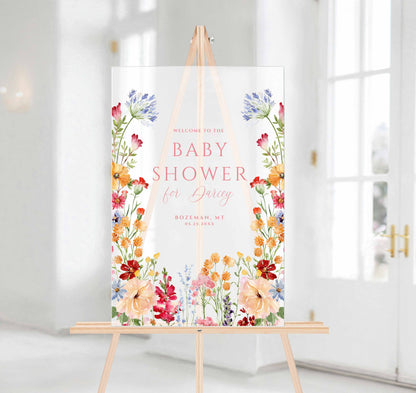 Wildflower Baby Shower Welcome Sign