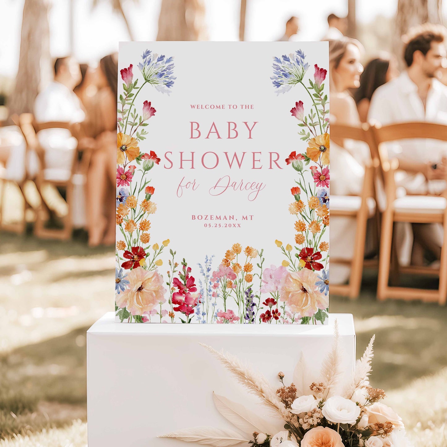 Wildflower Baby Shower Welcome Sign