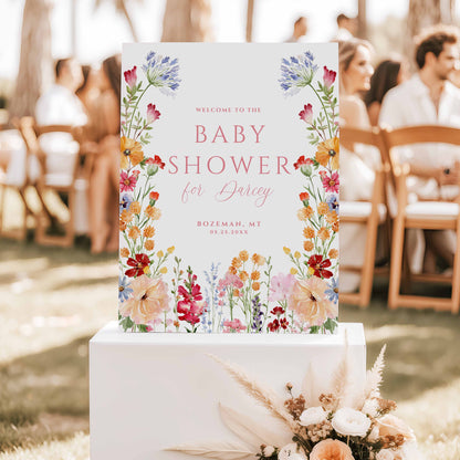 Wildflower Baby Shower Welcome Sign