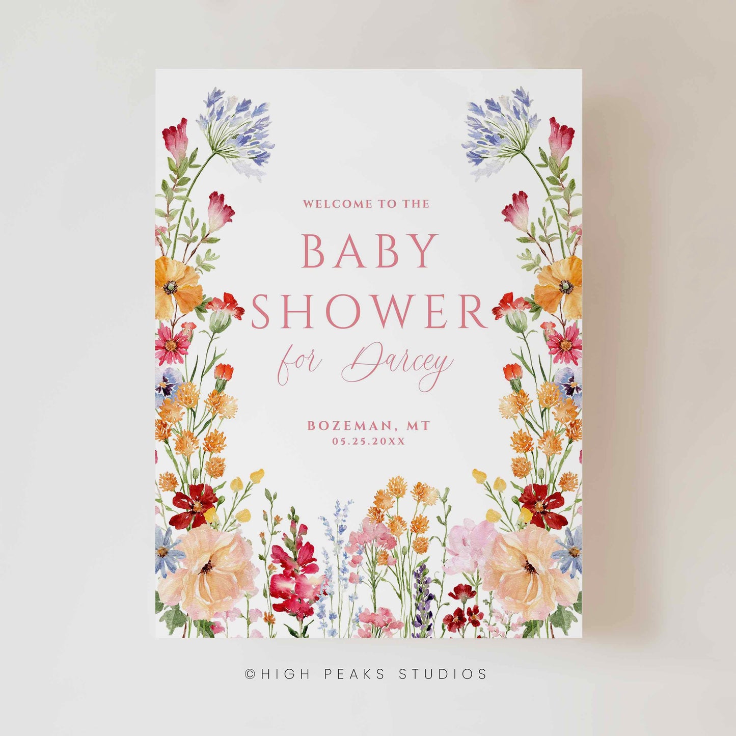 Wildflower Baby Shower Welcome Sign