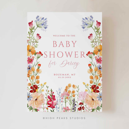 Wildflower Baby Shower Welcome Sign