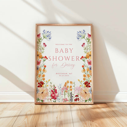 Wildflower Baby Shower Welcome Sign