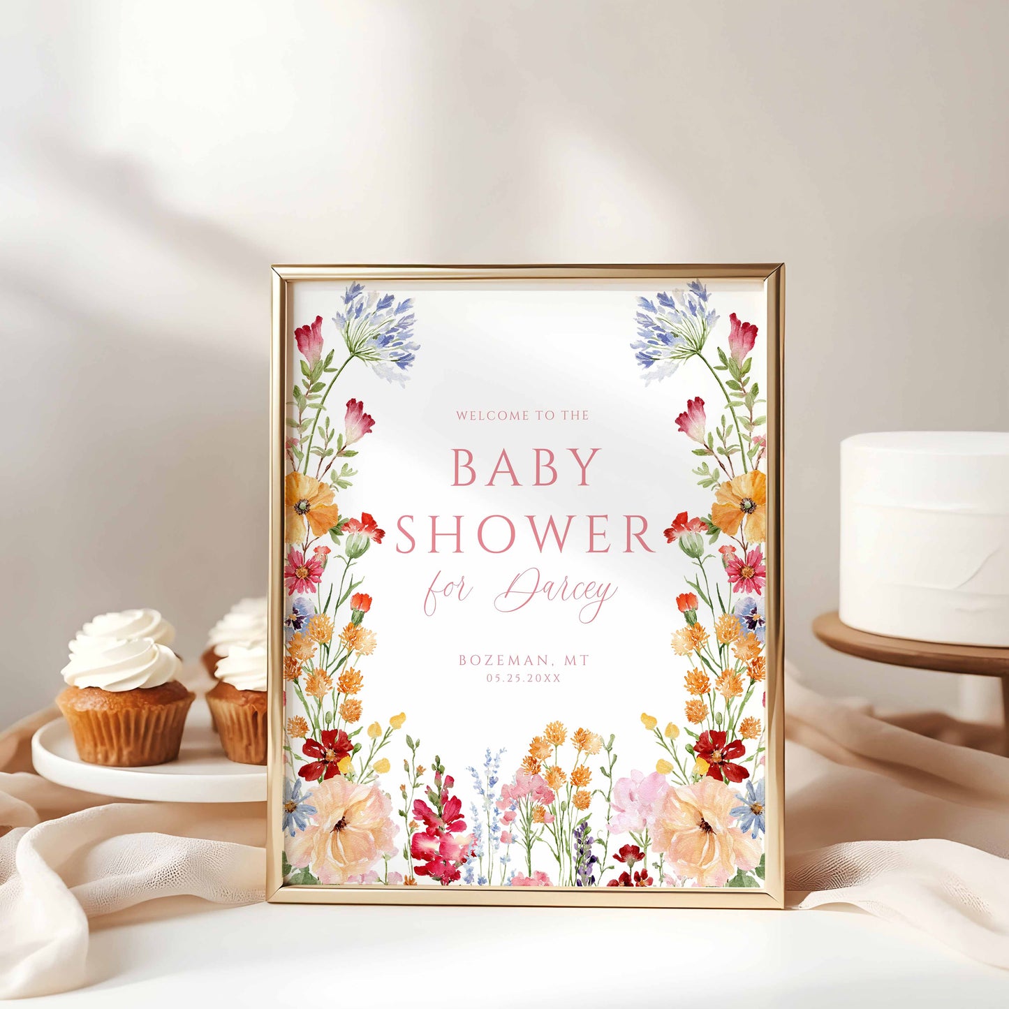 Wildflower Baby Shower Welcome Sign