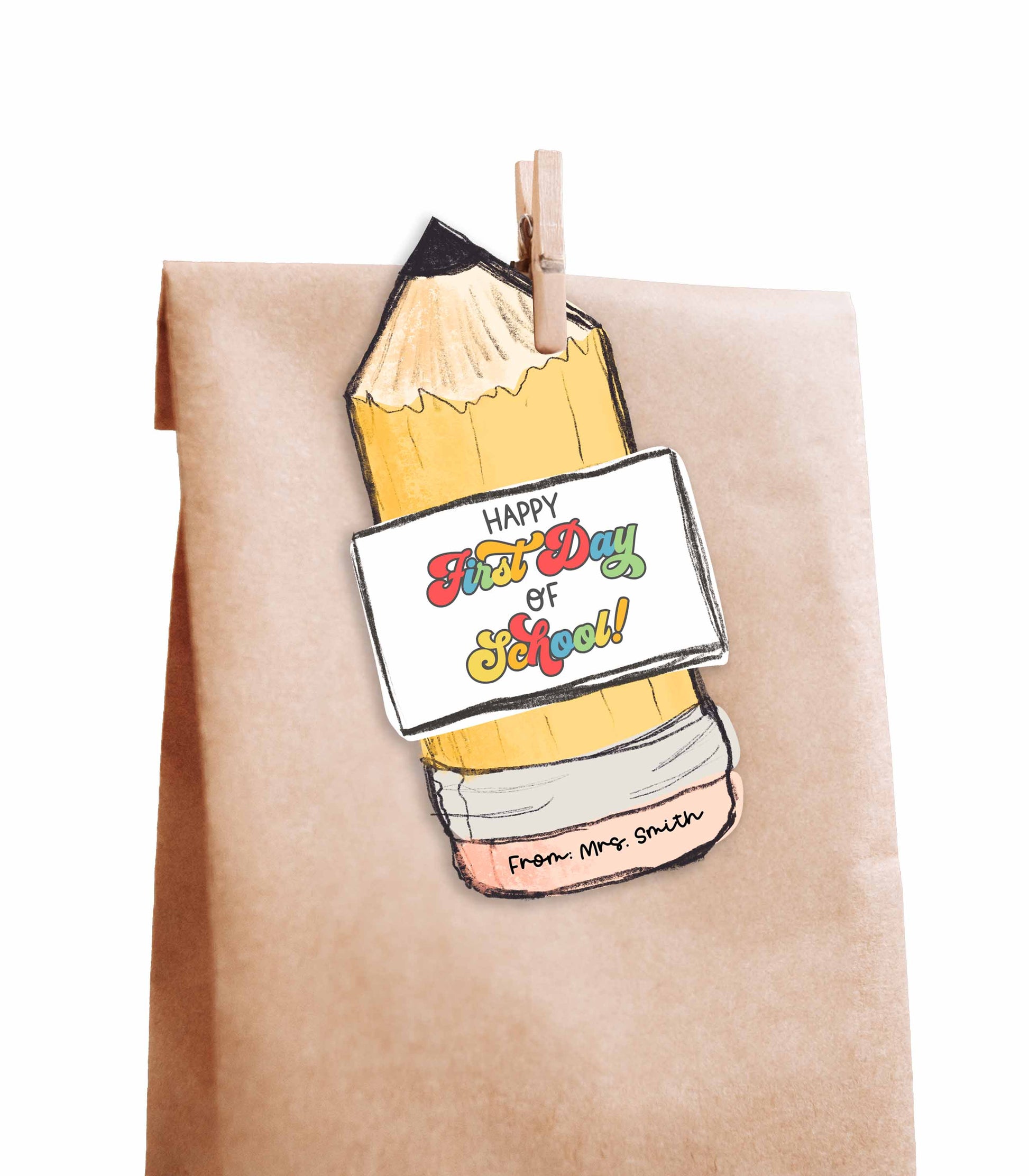 Happy First Day Of School Pencil Gift Tag - High Peaks Studios