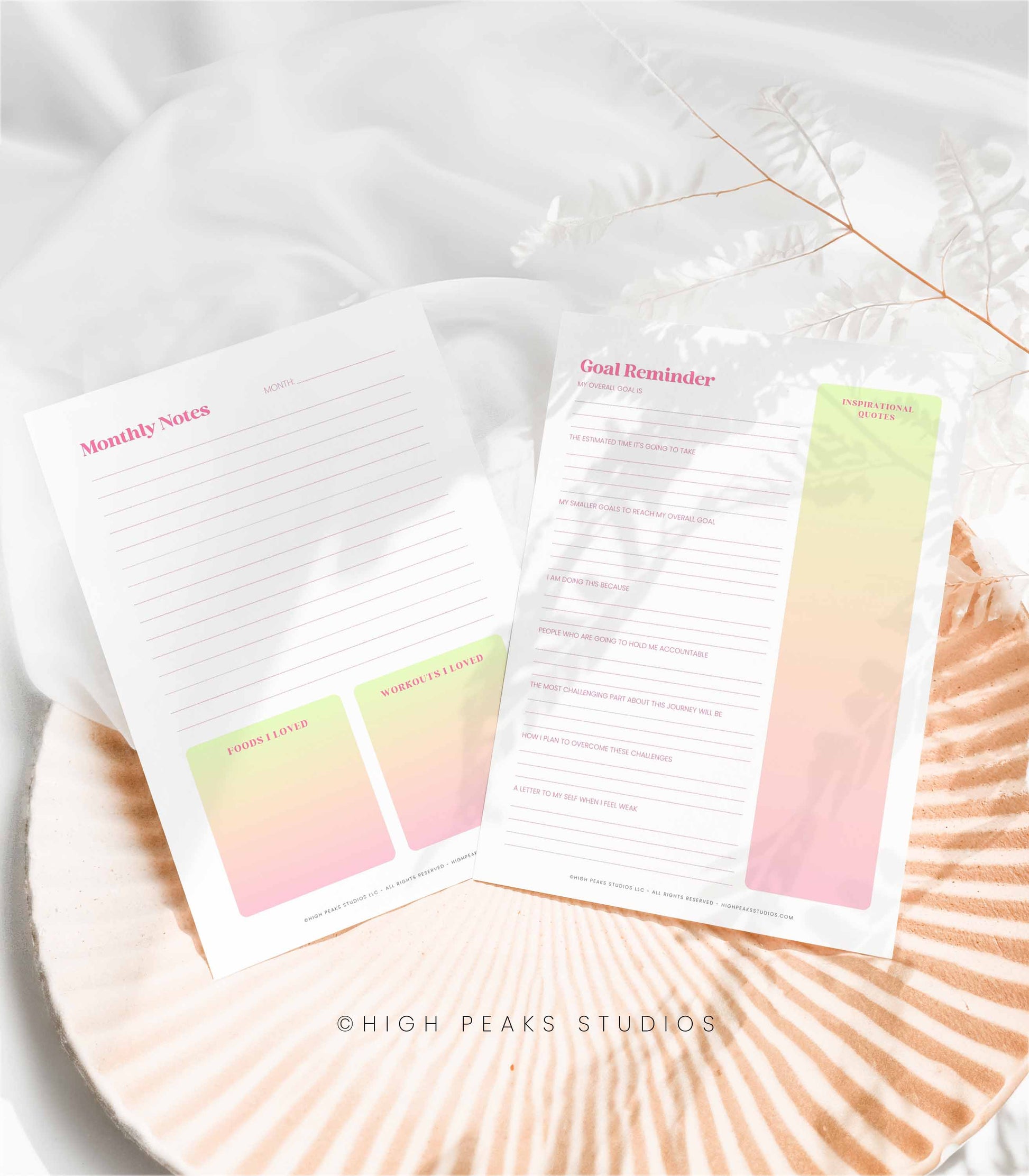 Fitness and Wellness Journal { 13 Pages } - High Peaks Studios