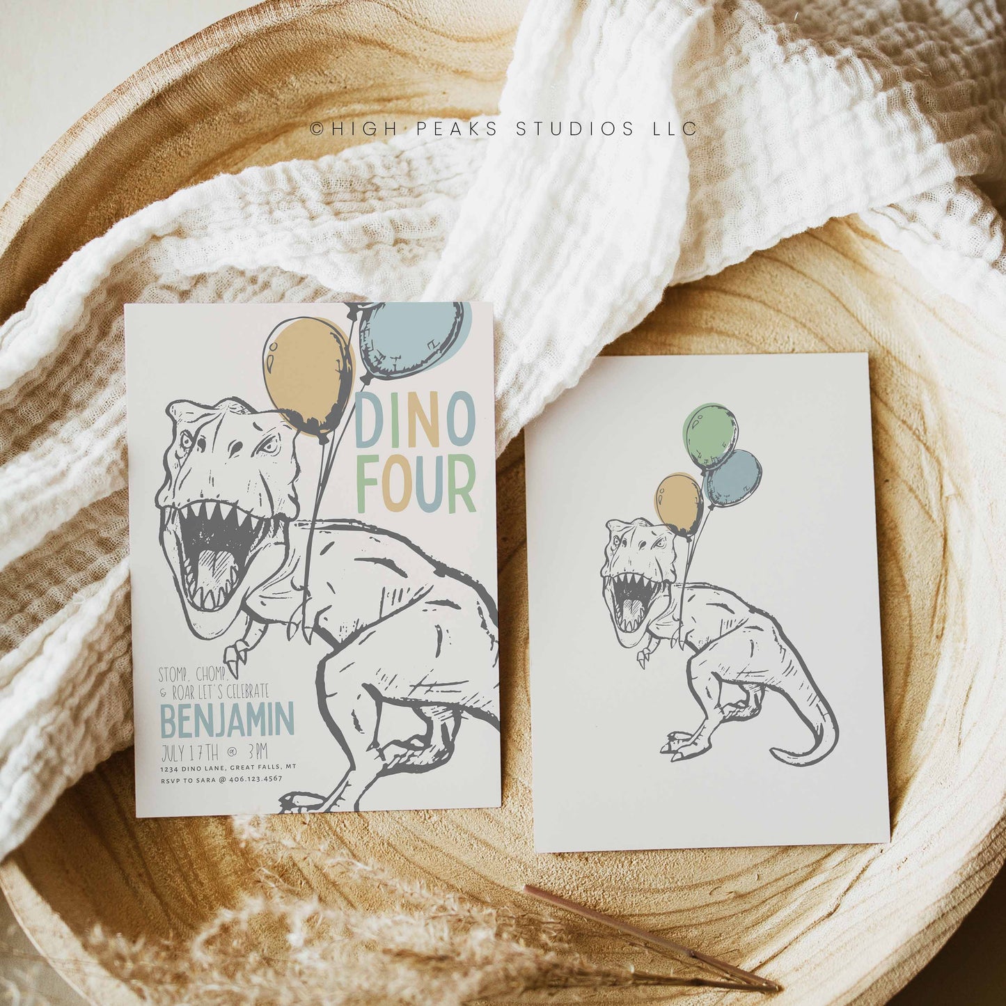 Dino Four, Fourth Birthday Invitation by High Peaks Studios