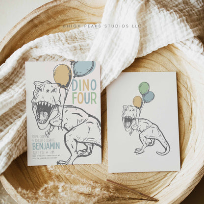 Dino Four, Fourth Birthday Invitation by High Peaks Studios