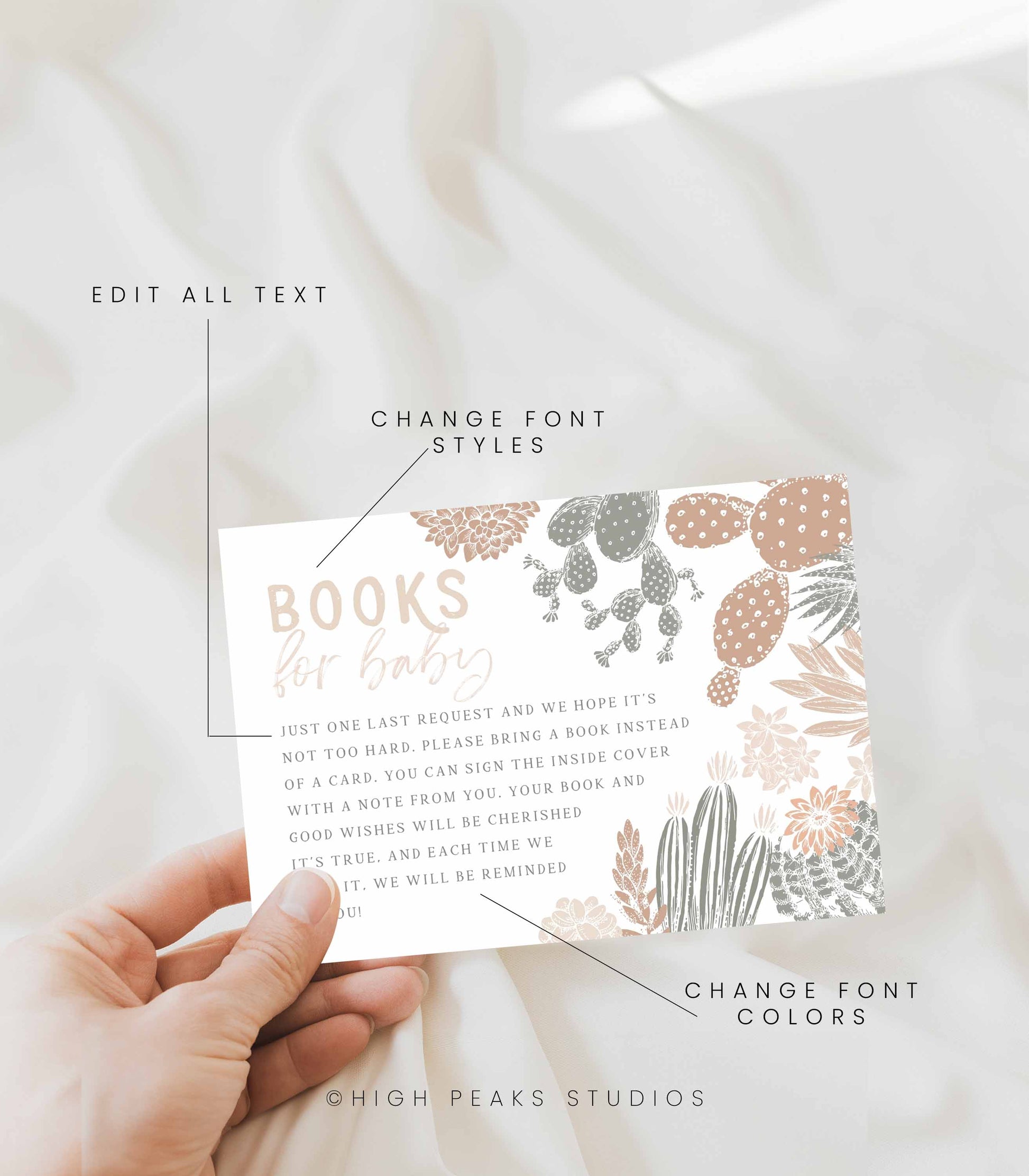 Boho Cactus Baby Shower Invitation Set - High Peaks Studios