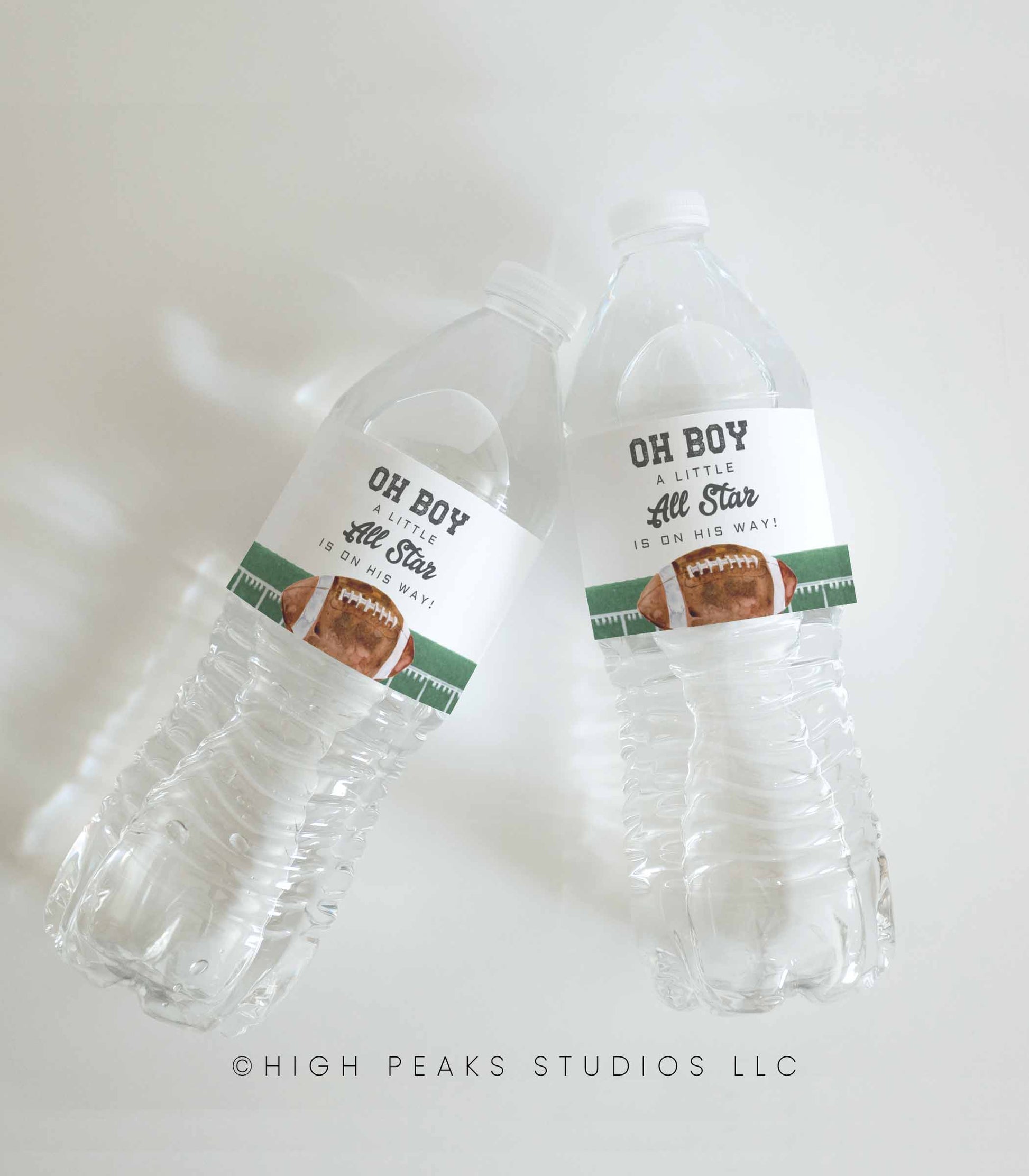 Football Baby Shower Water Bottle Label Printables - High Peaks Studios