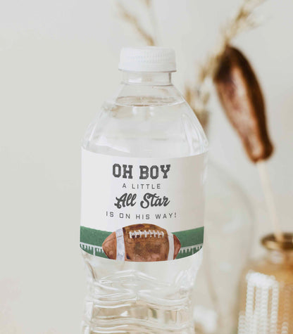 Football Baby Shower Water Bottle Label Printables - High Peaks Studios