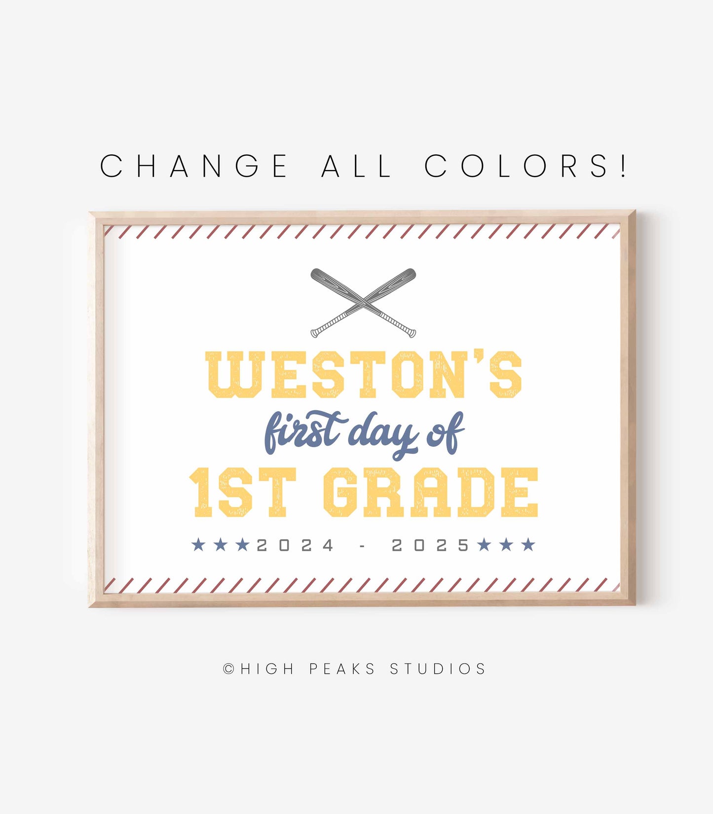 Baseball Back To School Picture Sign (Editable)