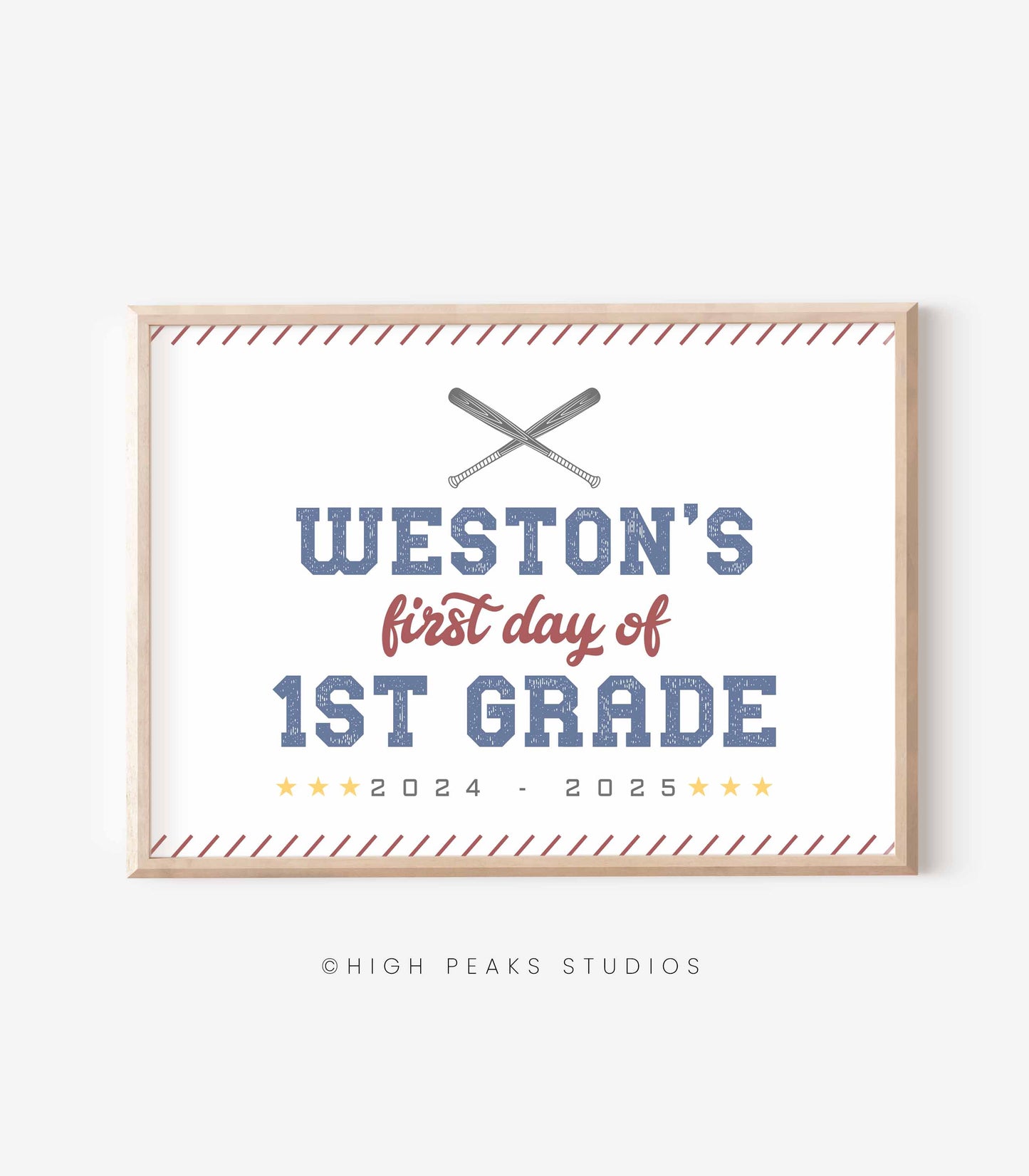 Baseball Back To School Picture Sign (Editable)