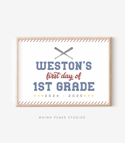 Baseball Back To School Picture Sign (Editable)