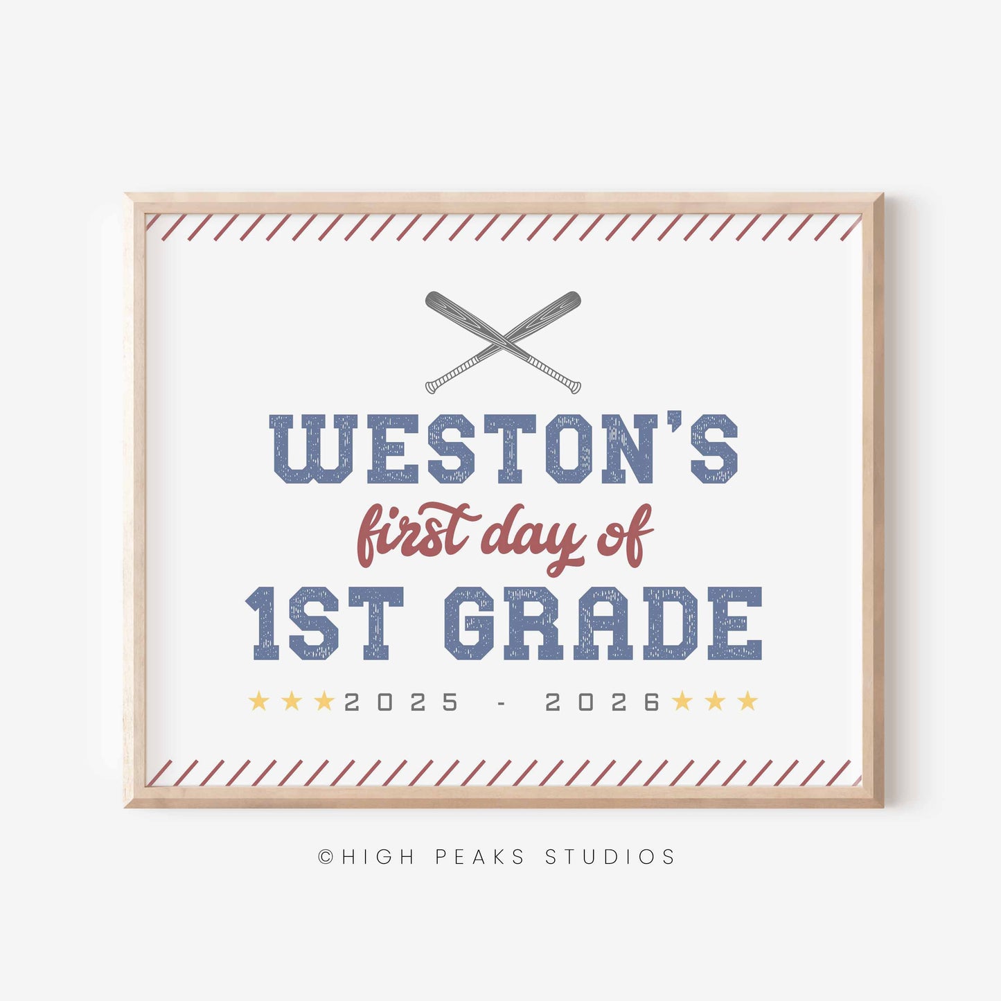 Baseball Back To School Picture Sign (Editable) by high peaks studios