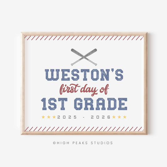 Baseball Back To School Picture Sign (Editable) by high peaks studios