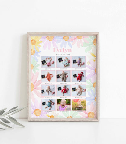 Colorful Daisy 12 Month Photo Board - Vertical - High Peaks Studios